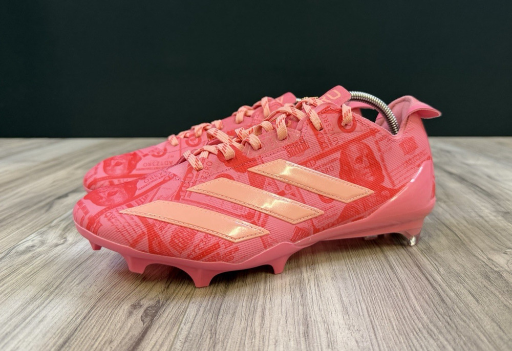 adidas Adizero Electric II Pink Money Currency Football Cleats Mens 8.5 NEW